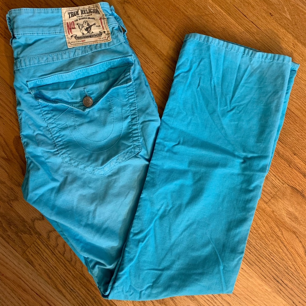 True Religion 💙Tiffany Blue EUY bootcut corduroys